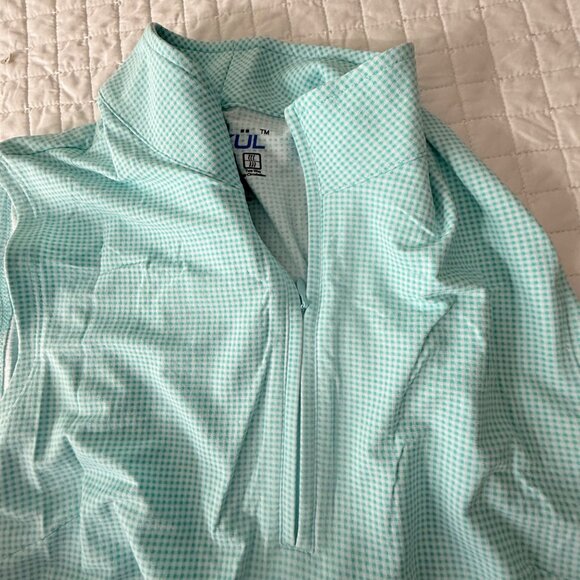 IBKUL Womens Sleeveless Aqua Gingham Zip Neck Dress S UPF 50+ Cool Feel Nylon Bl - Picture 6 of 12